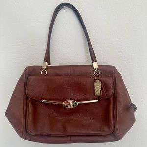 COACH Satchel Madison Madeline Leather East /West Chestnut D1393-25166
